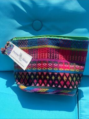 Multicolor one of a kind handmade Clutch makeup bag